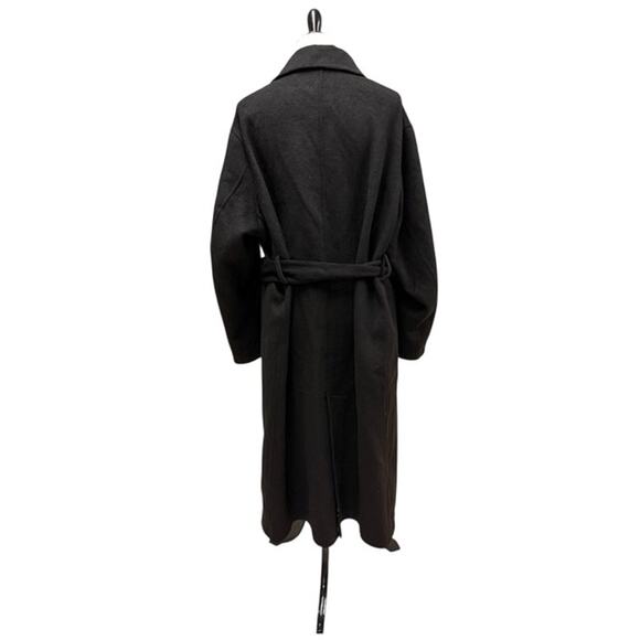 W ANDERSON X UNIQLO Wool Trench Double Face Belted Coat Black EUC Size XL - Picture 4 of 8